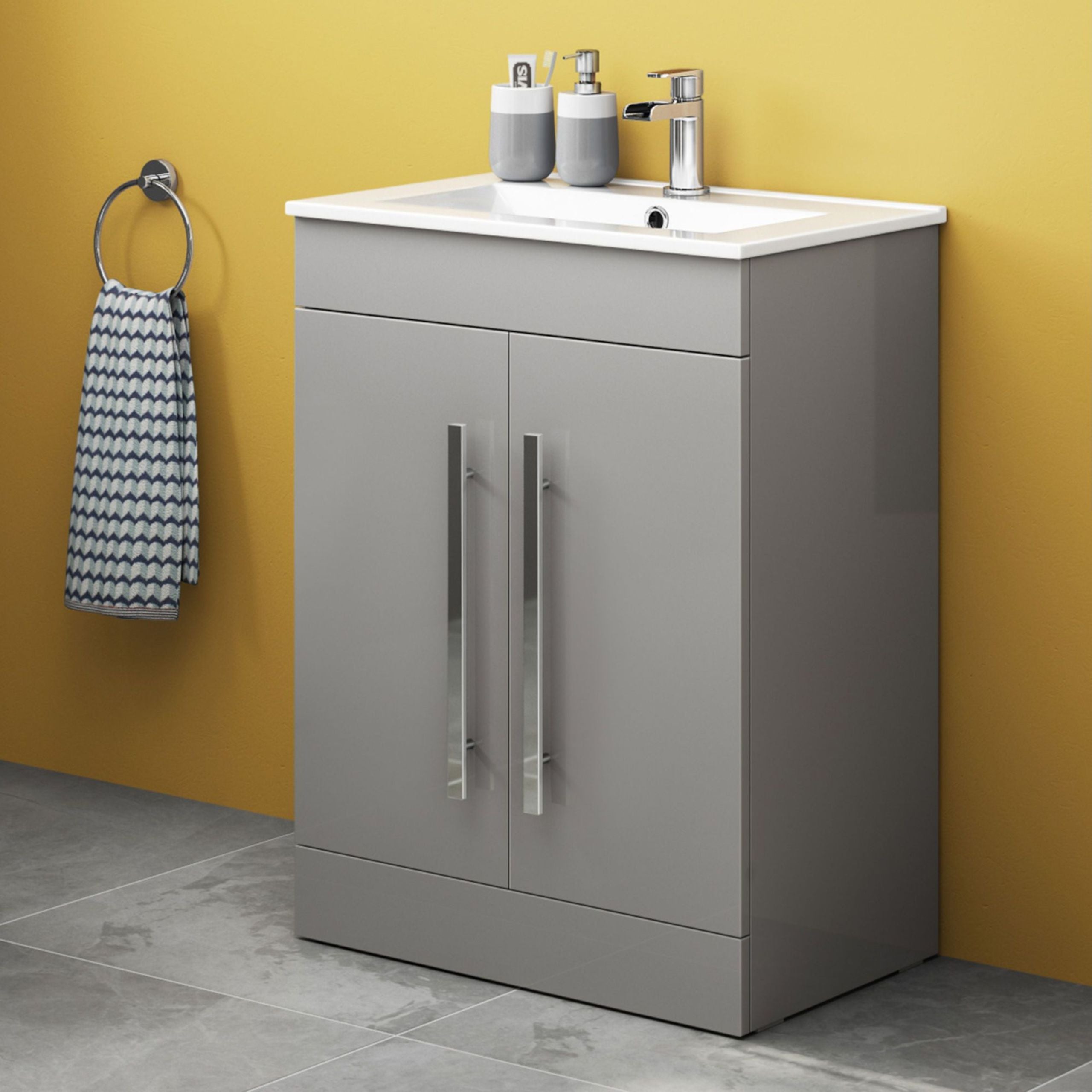 600mm PVC Floor Standing Vanity Unit – Light Grey